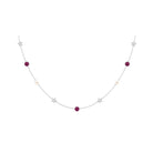 Freshwater Pearl Station Chain Necklace with Tourmaline and Diamond Freshwater Pearl-AAAA Quality - Arisha Jewels