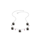 Classic Black Pearl Layering Necklace with Pink Tourmaline Tahitian pearl-AAAA Quality - Arisha Jewels