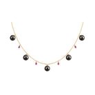 Classic Black Pearl Layering Necklace with Pink Tourmaline Tahitian pearl-AAAA Quality - Arisha Jewels