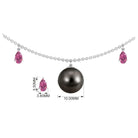 Classic Black Pearl Layering Necklace with Pink Tourmaline Tahitian pearl-AAAA Quality - Arisha Jewels