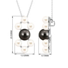 Black and White Pearl Contemporary Dangle Pendant Tahitian pearl-AAA Quality - Arisha Jewels