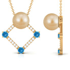 Arisha Jewels-Golden South Sea Pearl Contemporary Necklace with Blue Topaz