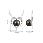 Arisha Jewels-Elegant Tahitian Pearl Heart Necklace with Diamond