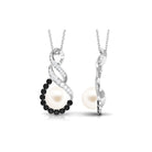 Arisha Jewels-Freshwater Pearl Infinity Dangle Pendant with Black and White Diamond