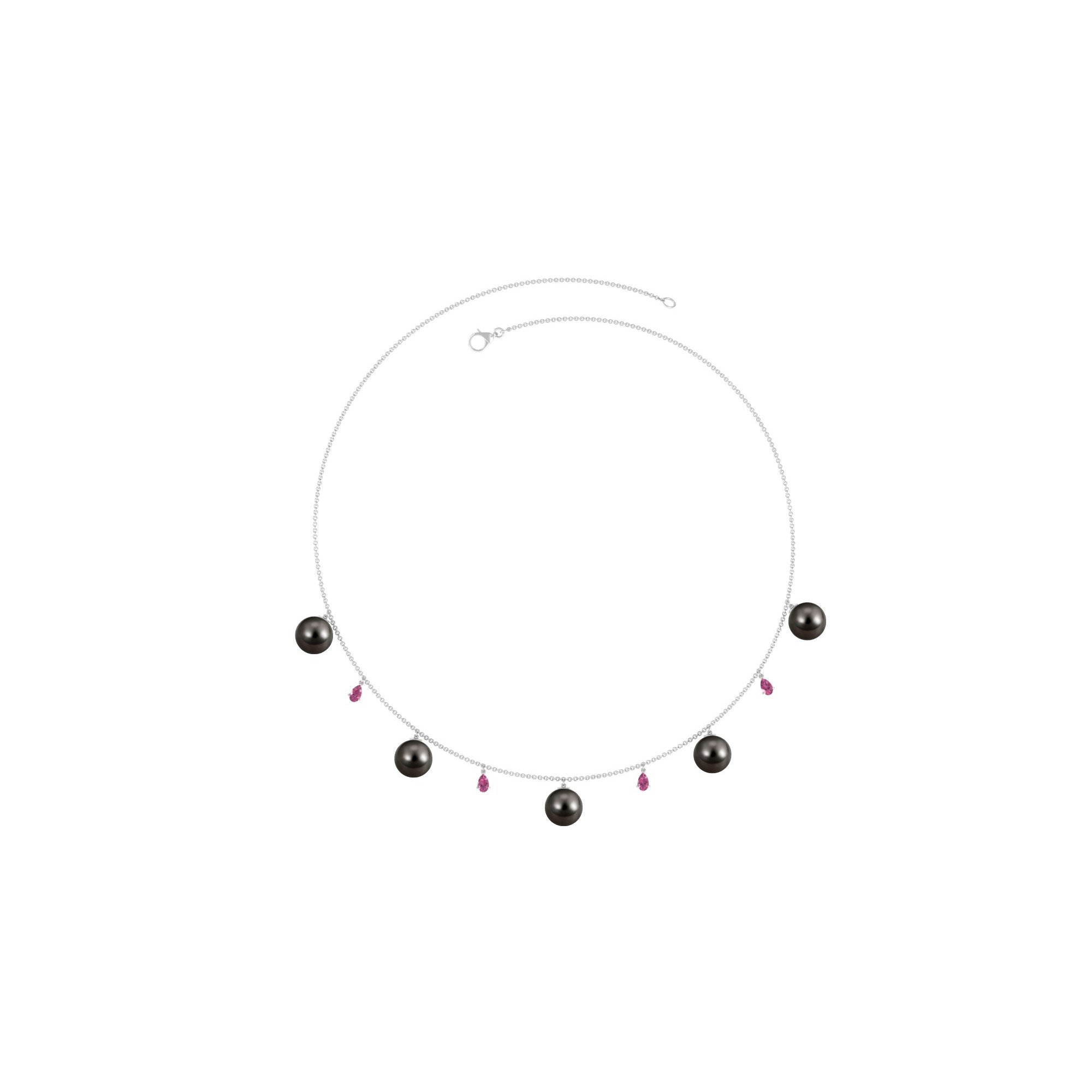 Classic Black Pearl Layering Necklace with Pink Tourmaline Tahitian pearl-AAA Quality - Arisha Jewels