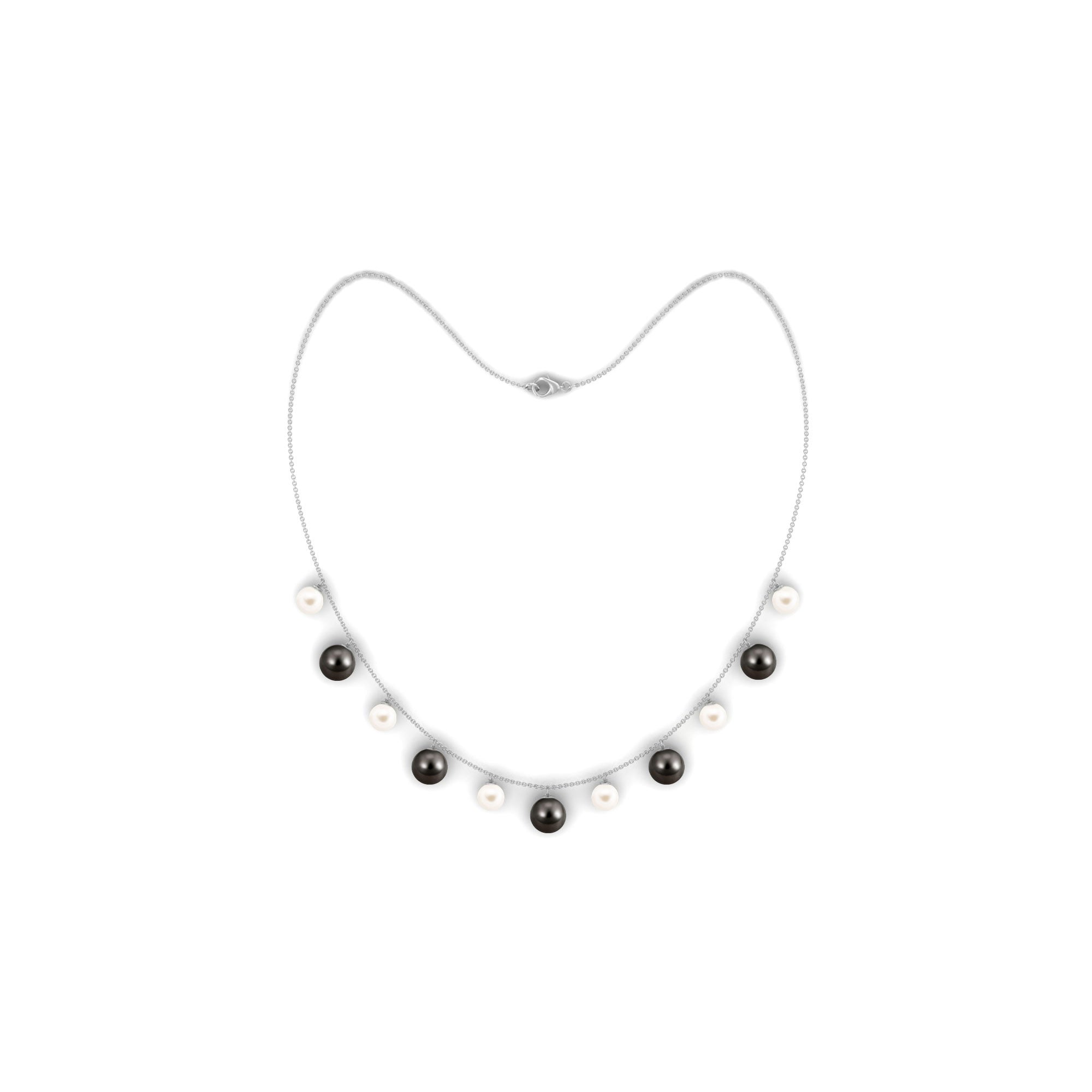 Black and White Pearl Layered Necklace Tahitian pearl-AAA Quality - Arisha Jewels