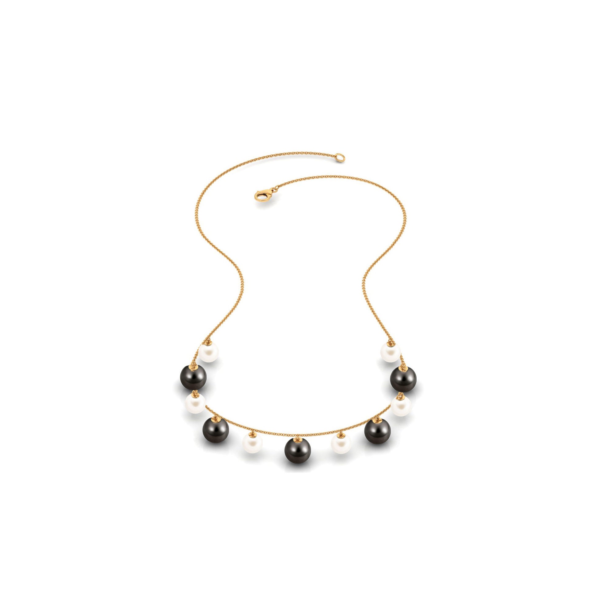 Black and White Pearl Layered Necklace Tahitian pearl-AAA Quality - Arisha Jewels