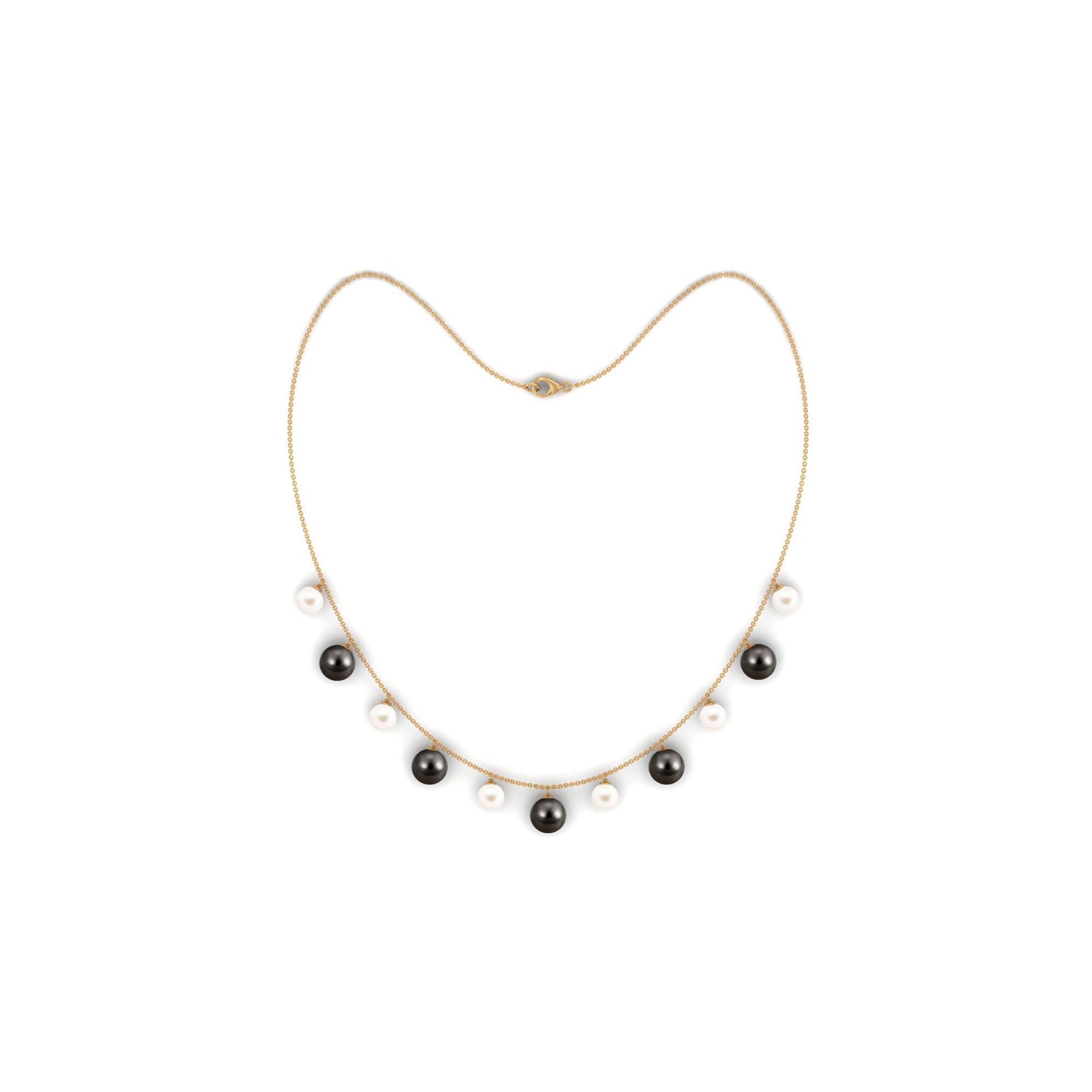 Black and White Pearl Layered Necklace Tahitian pearl-AAA Quality - Arisha Jewels