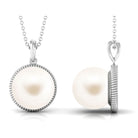 Arisha Jewels-Freshwater Pearl Solitaire Pendant in Twisted Rope Frame