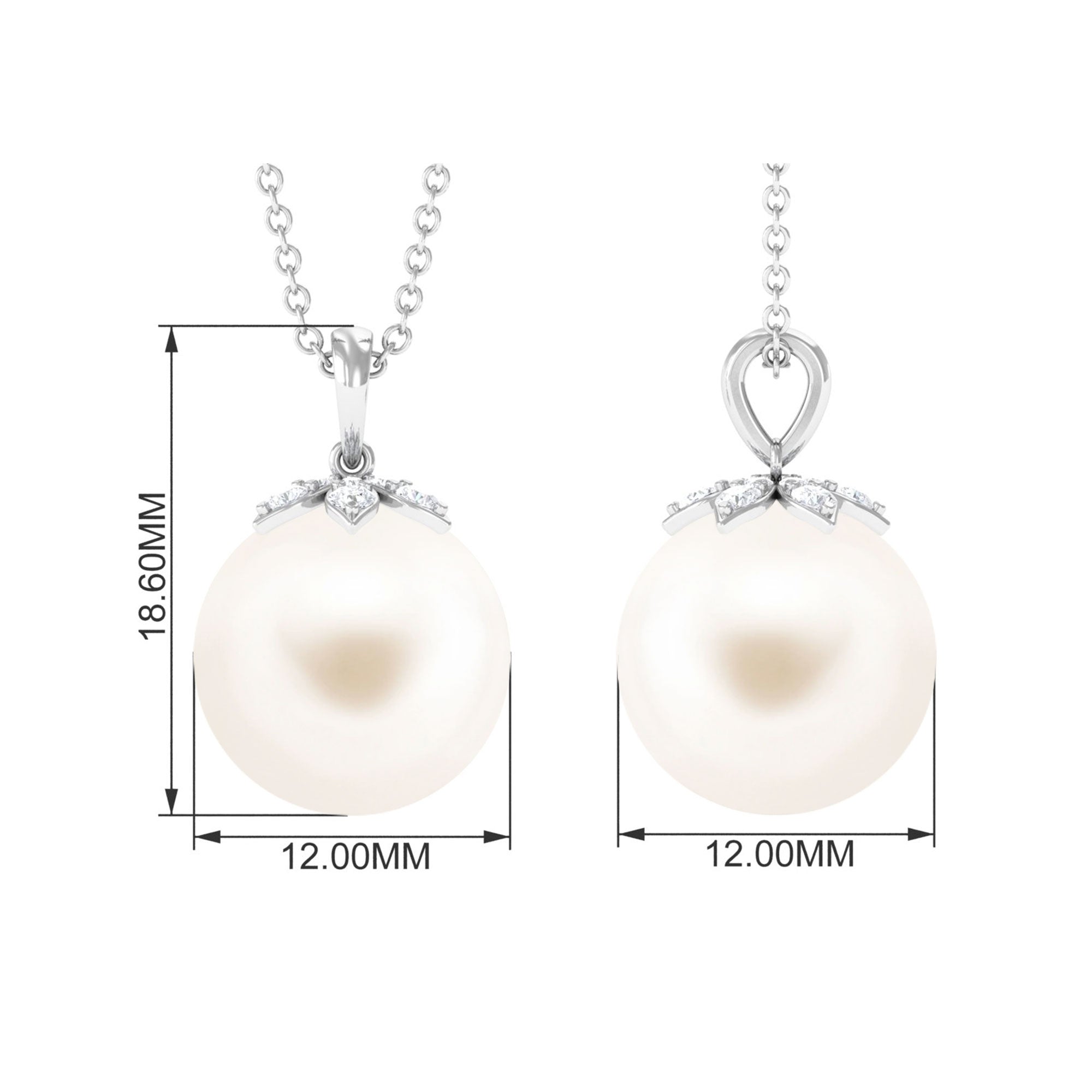 Arisha Jewels-Handpicked Freshwater Pearl Drop Pendant with Diamond