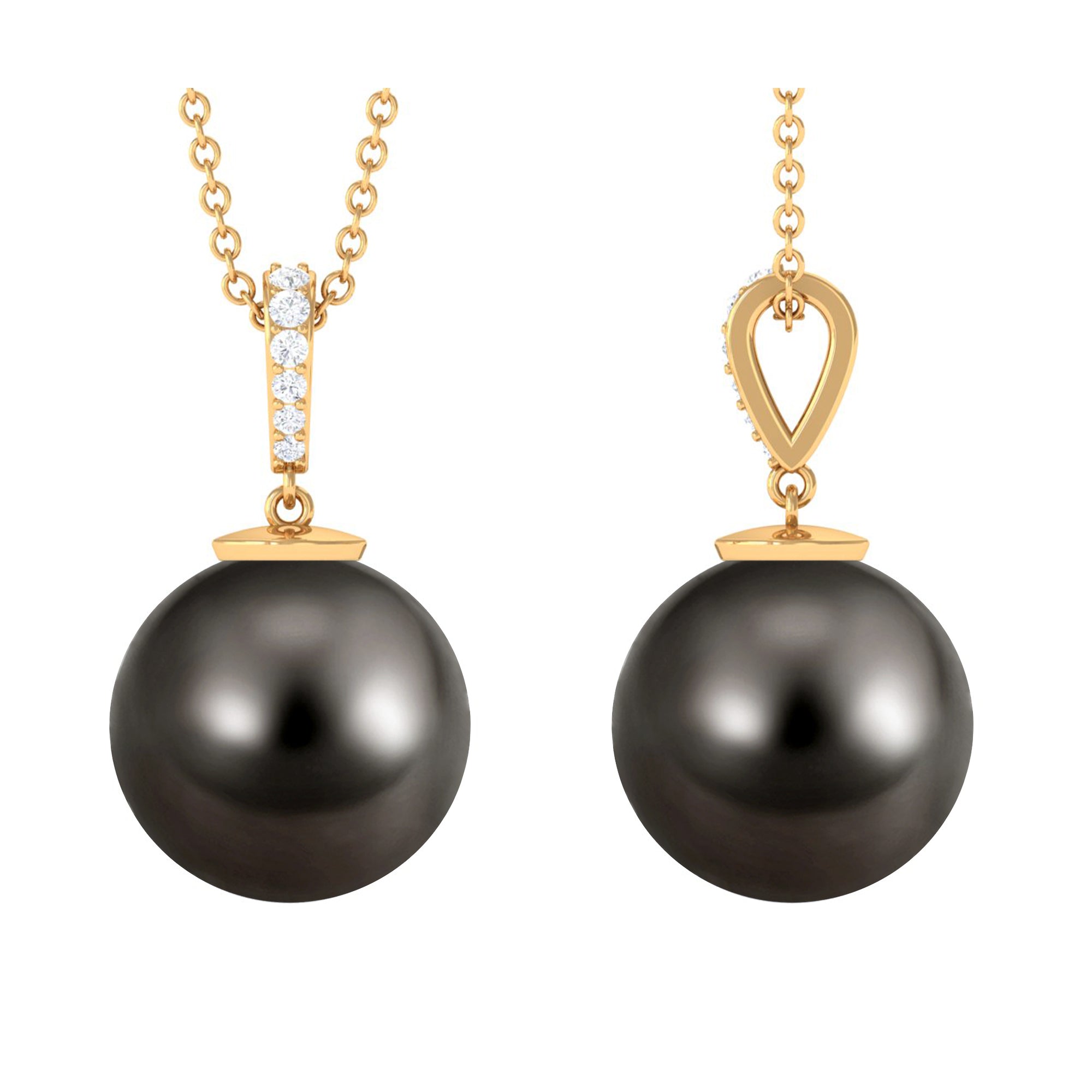 Minimal Tahitian Pearl and Diamond Drop Pendant Tahitian pearl - ( AAA ) - Quality - Arisha Jewels