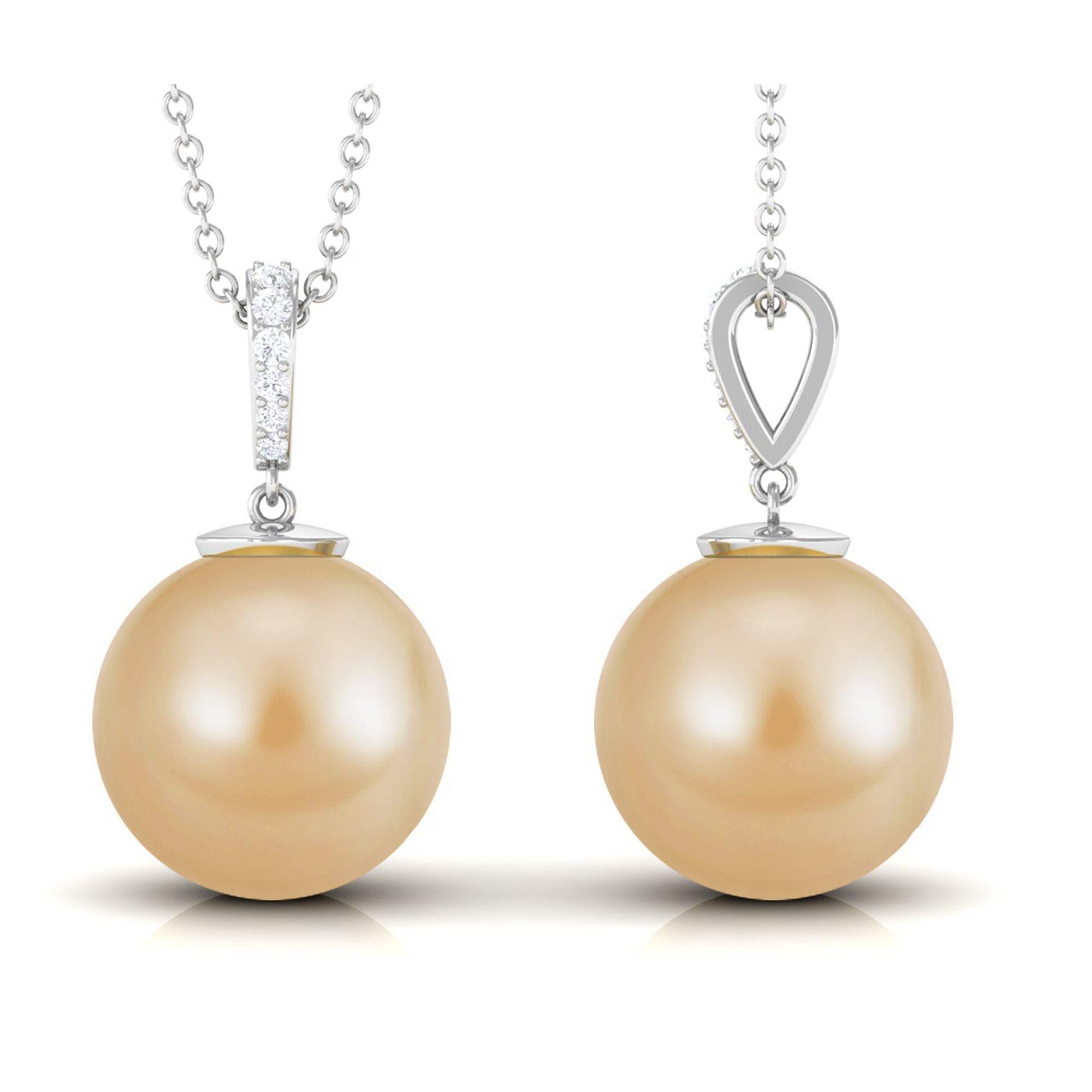 Minimal South Sea Pearl Drop Pendant with Diamond South Sea Pearl - ( AAA ) - Quality - Arisha Jewels