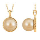 Golden South Sea Pearl Pendant with Rope Frame South Sea Pearl - ( AAA ) - Quality - Arisha Jewels