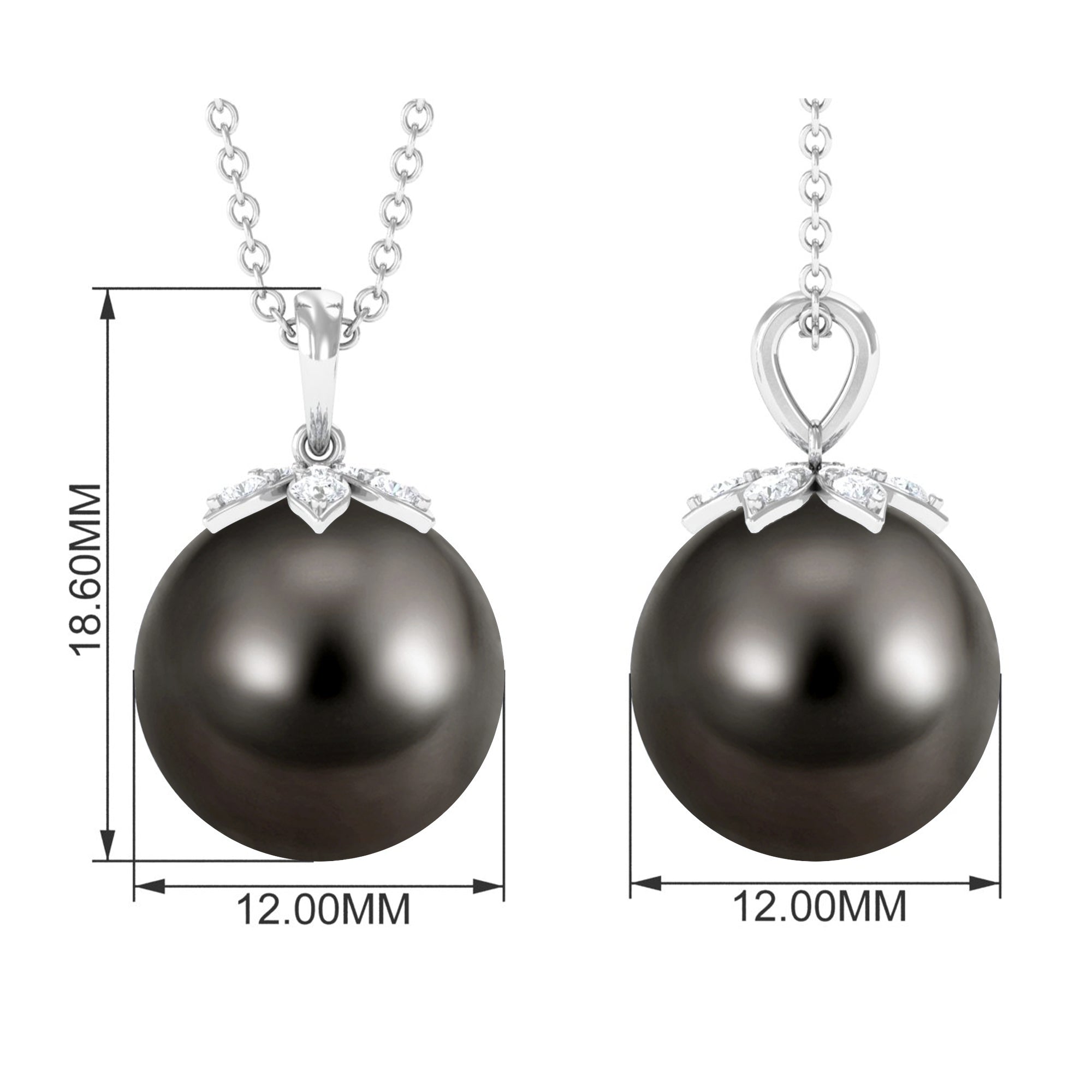 Classy Tahitian Pearl Drop Pendant with Diamond Tahitian pearl - ( AAA ) - Quality - Arisha Jewels