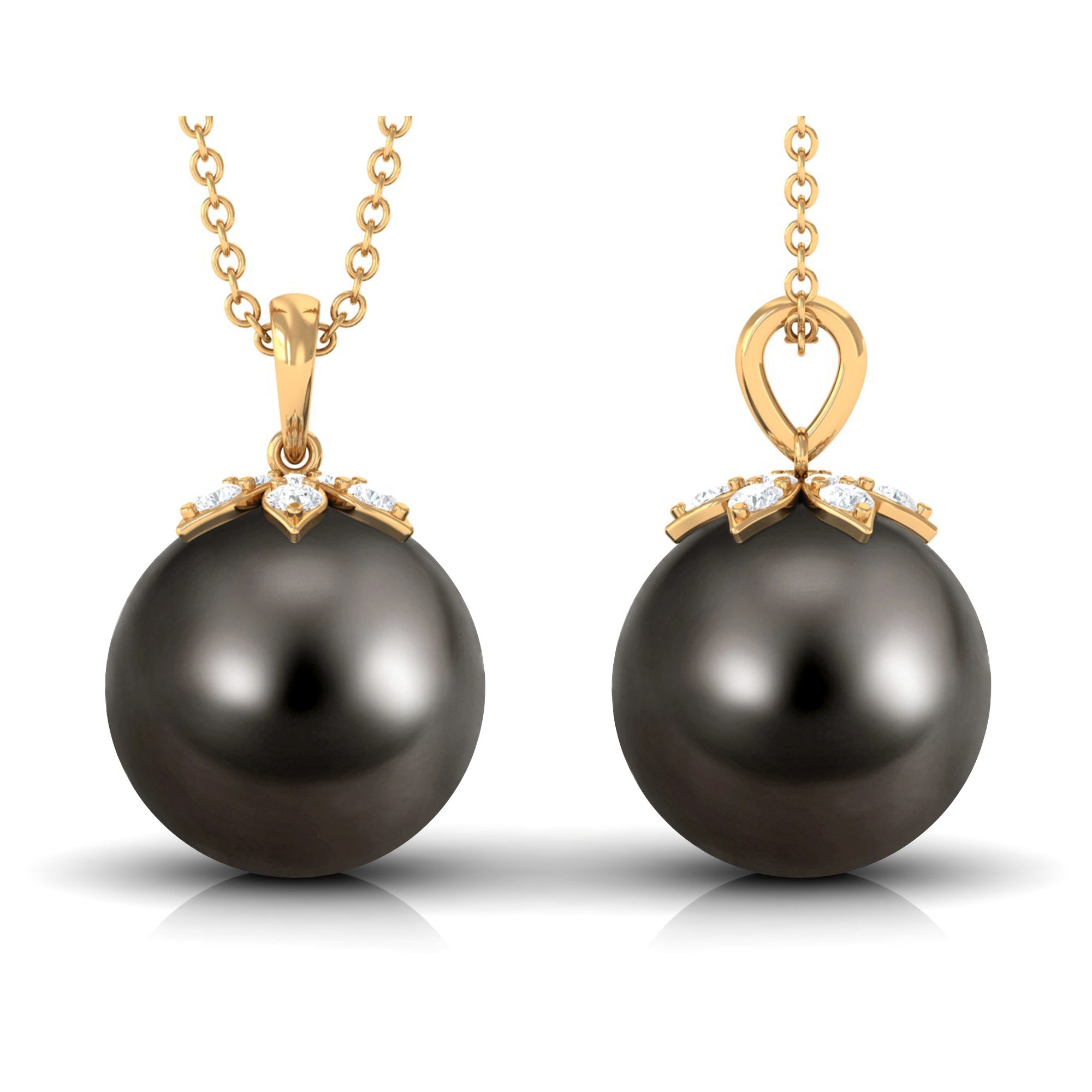 Classy Tahitian Pearl Drop Pendant with Diamond Tahitian pearl - ( AAA ) - Quality - Arisha Jewels