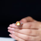 South Sea Pearl Halo Engagement Ring with Garnet and Diamond South Sea Pearl-AAAA Quality - Arisha Jewels