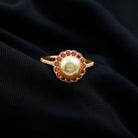 South Sea Pearl Halo Engagement Ring with Garnet and Diamond South Sea Pearl-AAAA Quality - Arisha Jewels