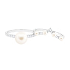 Freshwater Pearl Bridal Ring Set with Diamond Freshwater Pearl-AAAA Quality - Arisha Jewels