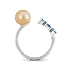 Nature Inspired South Sea Pearl Cuff Ring with Blue Topaz Flower South Sea Pearl-AAA Quality - Arisha Jewels