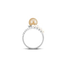 Elegant Pearl Bridal Ring Set of 2 with Diamond South Sea Pearl-AAA Quality - Arisha Jewels