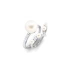 Freshwater Pearl Bridal Ring Set with Diamond Freshwater Pearl-AAA Quality - Arisha Jewels